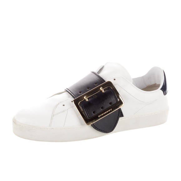 Leather white and navy Burberry slip on sneakers Size 9 (IT 39) - Picture 2 of 5